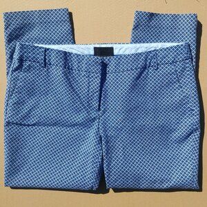 Cynthia Rowley sz 14 blue white geometric pattern cotton cropped ankle p…